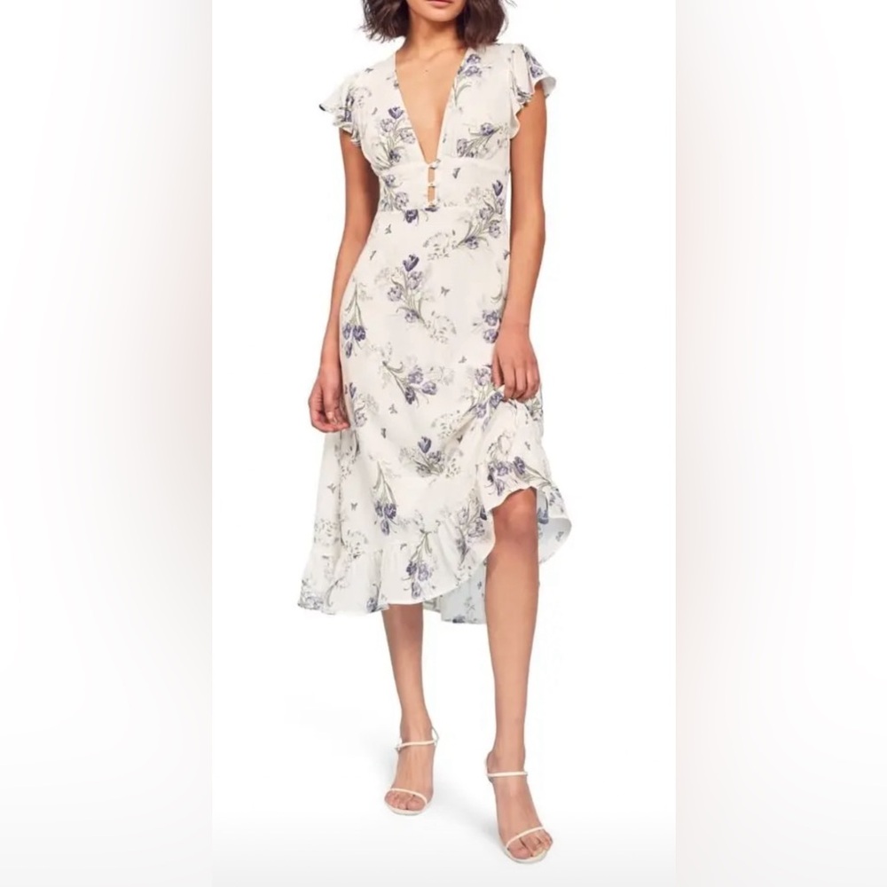 Reformation Riegan Floral Print Midi Dress